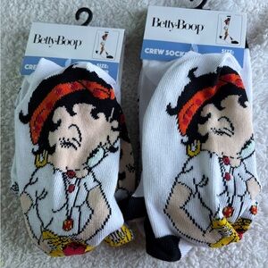 Betty Boop Socks lot of 2 Novelty Crew Socks Women 9-13 color Multi